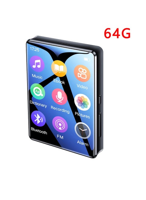 مشغل MP3، مشغل موسيقى بشاشة كاملة 2.4 بوصة، مشغل صوت ستيريو هاي فاي بتقنية البلوتوث بشاشة تعمل باللمس بالكامل، مشغل راديو مسجل صوت قابل لإعادة الشحن مع مكبر صوت مدمج، (دعم تمديد الذاكرة 64 جيجابايت)