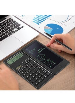 ماركة غير محددة حاسبات علمية تعمل بالطاقة الشمسية S3 مزودة بلوح كتابة قابل للمسح، آلة حاسبة مكتبية قابلة للطي تعمل بالبطارية مكونة من 10 أرقام للمدرسة، المكتب، المنزل، أسود  - Image 3