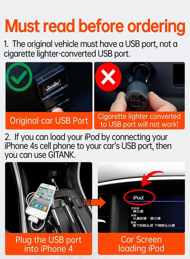 Gitank USB Bluetooth 5.3 Car Adapter Compatible for Infiniti Q50,G37,M37,QX70L,QX50,FX35,QX60,EX,FX & Nissan Music Interface Connector - Image 2
