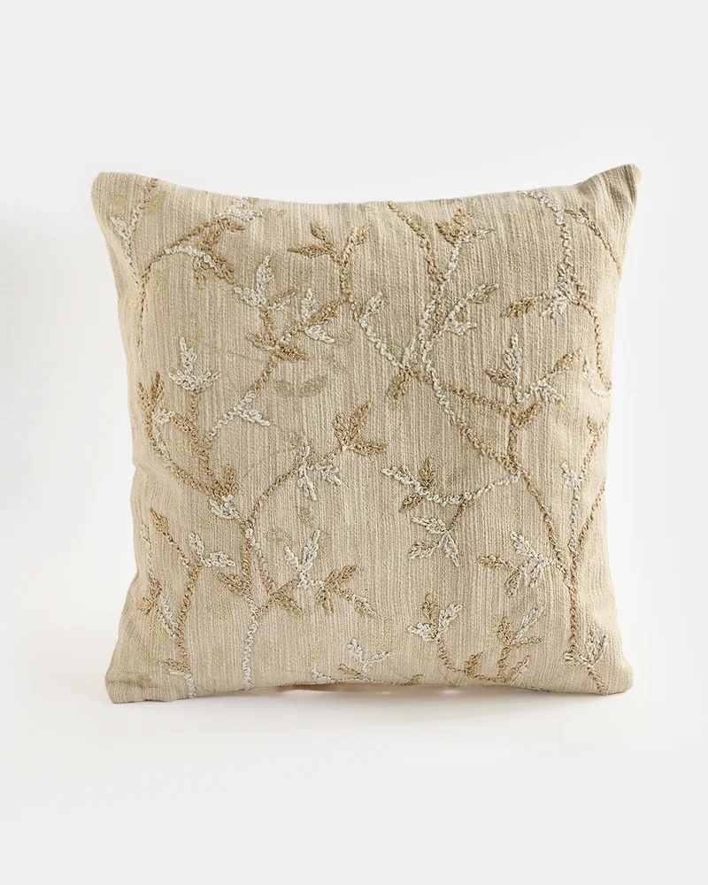 Redtag Cream Floral Embroidered Cushion 45cm x 45cm