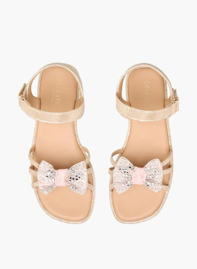 Celeste Girls Bow Embellished Flat Sandals