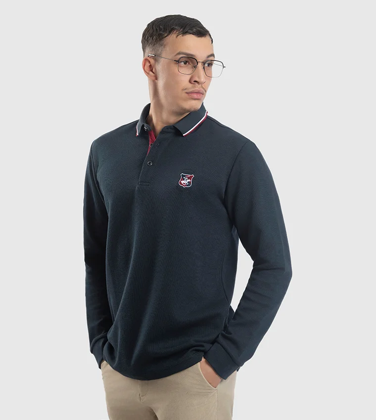 Logo Detail Long Sleeves Polo T-Shirt