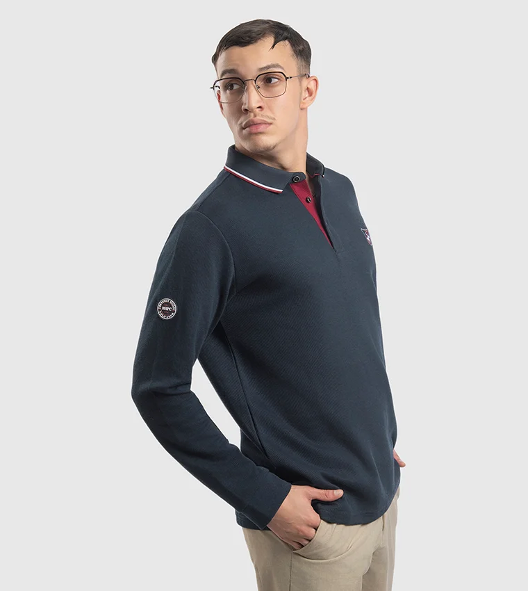 بيفرلي هيلز بولو كلوب تي شيرت بولو بأكمام طويلة وتفاصيل شعار