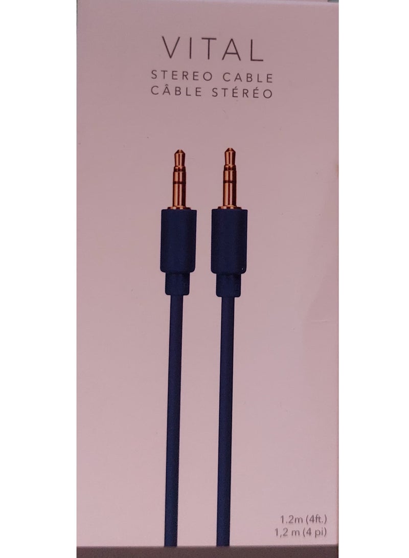 VITAL Stereo Audio Aux Cable With Gold Plated Connector Blue - Image 1