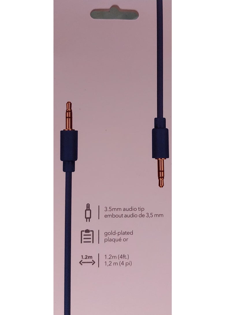 VITAL Stereo Audio Aux Cable With Gold Plated Connector Blue - Image 2