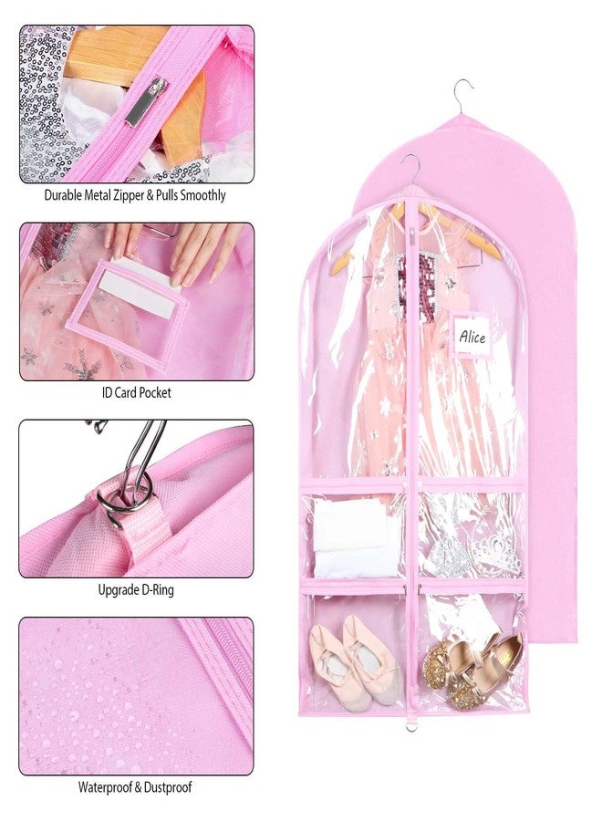 Syeeiex Clear Dance Costume Garment Bag with 3" Gussetes(5 Pack), 40'' Garment Bags for Dance Costumes, Kids Dance Garment Bag with 4 Medium Zippered Pocket - Suitable for Dance Competitions, Ballet - Image 4