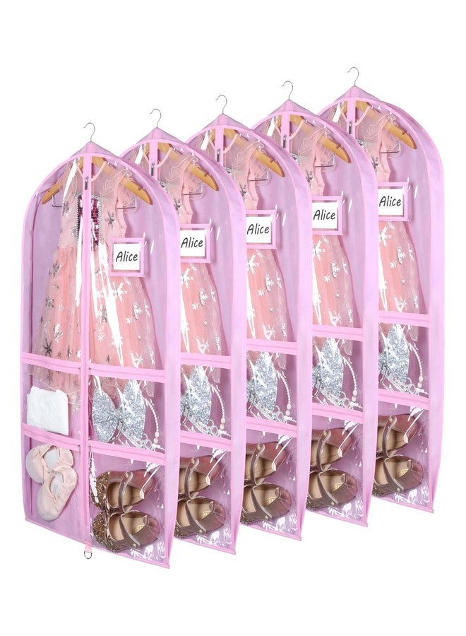 Syeeiex Clear Dance Costume Garment Bag with 3" Gussetes(5 Pack), 40'' Garment Bags for Dance Costumes, Kids Dance Garment Bag with 4 Medium Zippered Pocket - Suitable for Dance Competitions, Ballet - Image 1