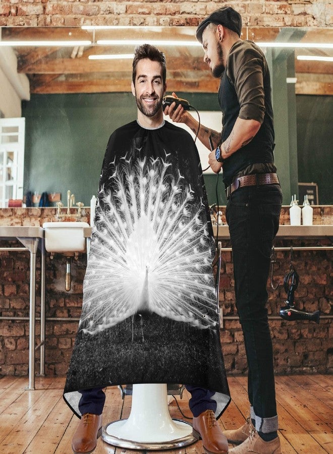 visesunny Professional Barber Cape Peacock Black Polyester Hair Cutting Salon Cape Apron Water and Stain Resistant Shaving Cloth Beard Shaving Bib Hairdressing Cape Anti-Static Haircut - Image 2