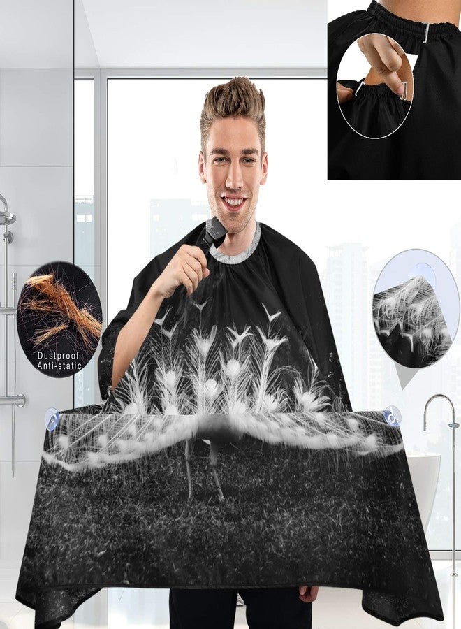 visesunny Professional Barber Cape Peacock Black Polyester Hair Cutting Salon Cape Apron Water and Stain Resistant Shaving Cloth Beard Shaving Bib Hairdressing Cape Anti-Static Haircut - Image 3