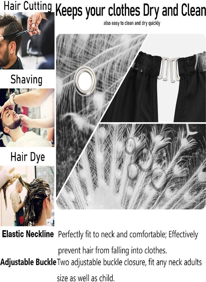 visesunny Professional Barber Cape Peacock Black Polyester Hair Cutting Salon Cape Apron Water and Stain Resistant Shaving Cloth Beard Shaving Bib Hairdressing Cape Anti-Static Haircut - Image 5