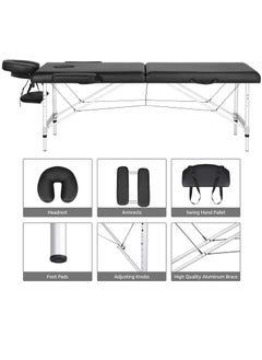 ZUIHAO Portable Massage Table Foldable Massage Table Adjustable Salon Spa Table Adjustable Eyelash Table Tattoo Table Aluminum Frame Height With Carrying Case  - Image 5