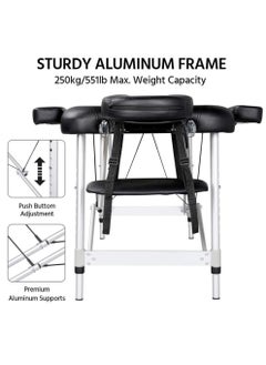 ZUIHAO Portable Massage Table Foldable Massage Table Adjustable Salon Spa Table Adjustable Eyelash Table Tattoo Table Aluminum Frame Height With Carrying Case  - Image 3