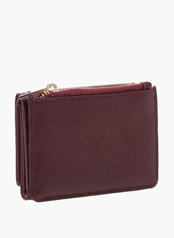 Flora Bella By Shoexpress Textured Tri-Fold Wallet with Snap Button Closure