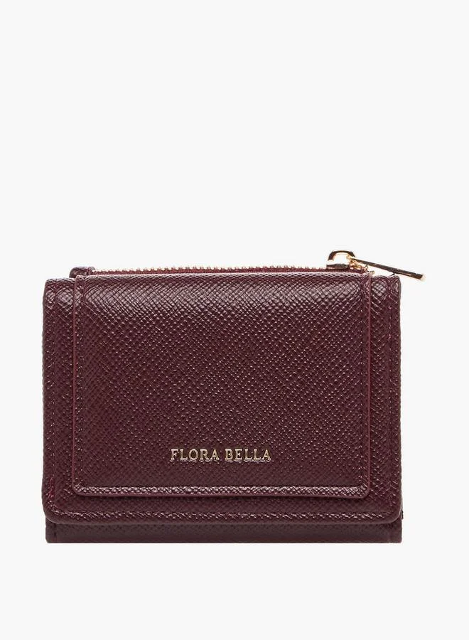 Flora Bella By Shoexpress Textured Tri-Fold Wallet with Snap Button Closure