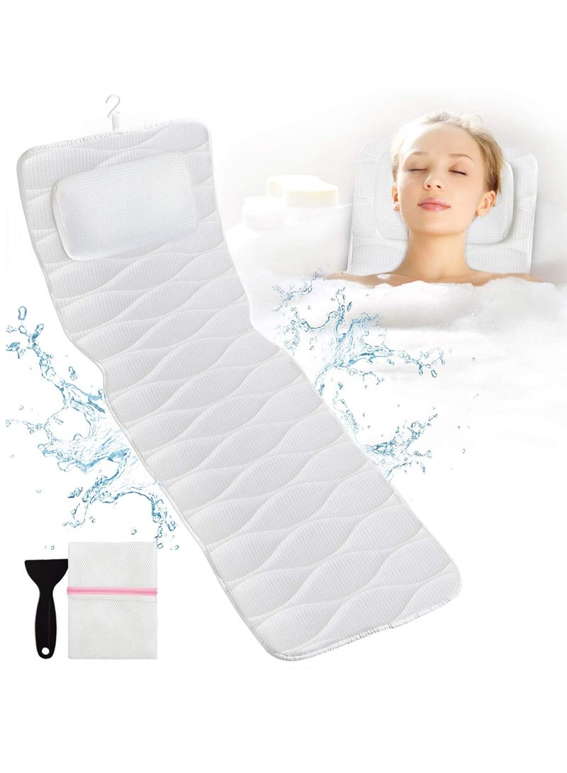 OMYSTYLE Full Body Bath Pillow, Bath Pillows for tub with Mesh Washing Bag & 21 Non-Slip Suction Cups, Spa Bathtub Pillow for Head Neck Shoulder and Back Support - 5D Air Mesh & Quick Drying  - Image 1