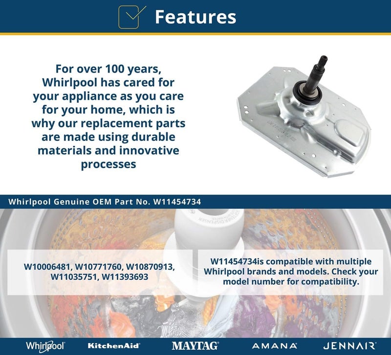 Whirlpool W11454734 Genuine OEM Top Load Washer Transmission Replacement Part  Replaces W10006481 W10771760 W10870913 W11035751 and more - Image 4