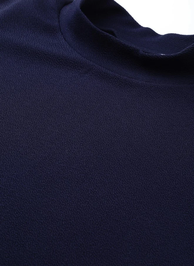 SASSAFRAS Navy Blue Solid Top for Women