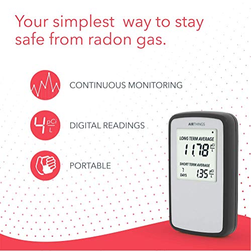 Airthings كاشف غاز الرادون المنزلي من Airthings Corentium 223 محمول، خفيف الوزن، سهل الاستخدام، يعمل ببطارية AAA (3) نسخة أمريكية، pCi/L - Image 4
