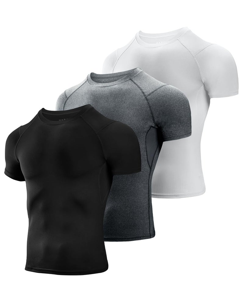 Niksa Men's Compression Shirts 3/5 Pack, Short Sleeve Athletic Compression Tops Cool Dry Workout T Shirt - Image 5