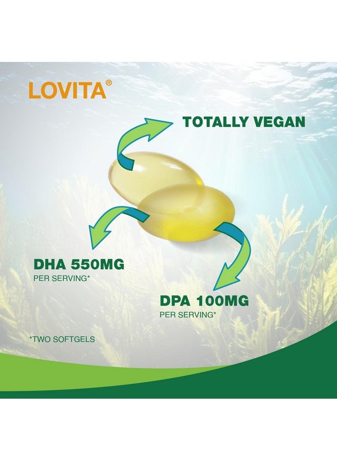 Lovita لوفيتا أوميغا-3 من الطحالب، DHA و DPA نباتي وقائم على النباتات، بديل زيت السمك، 1000 ملغ زيت الطحالب، يدعم صحة القلب والدماغ، خالي من الكاراجينان، 90 كبسولة لينة - Image 3