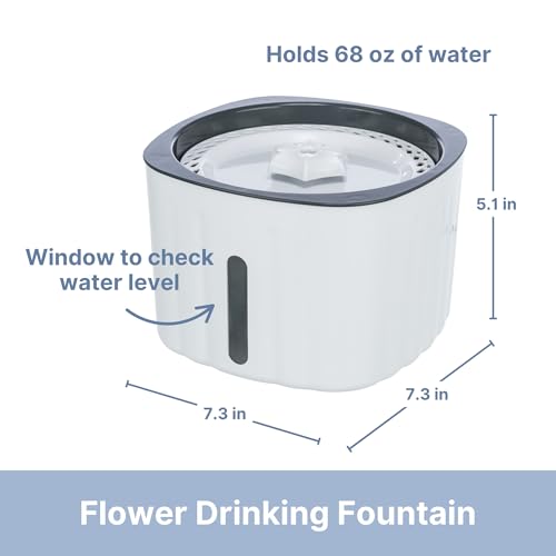 TRIXIE Flower 68oz Drinking Fountain for Dogs and Cats, Automatic Water Dispenser, Dog Water Bowl,White/Gray - Image 4