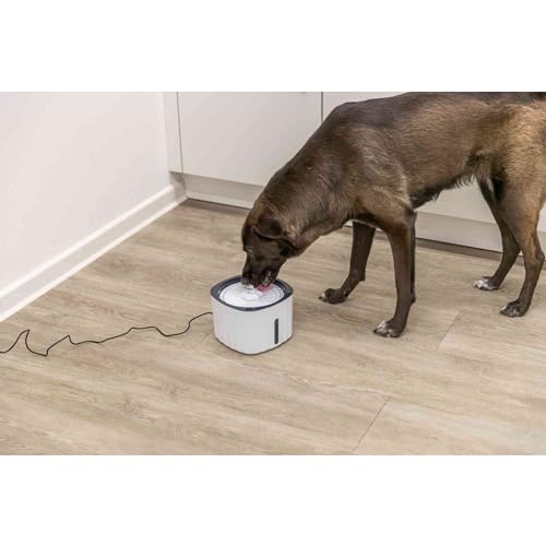 TRIXIE Flower 68oz Drinking Fountain for Dogs and Cats, Automatic Water Dispenser, Dog Water Bowl,White/Gray - Image 2