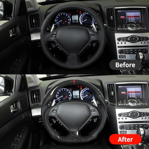 JIANGGAI Hydro-Dip Carbon Fiber Steering Wheel Fit For Infiniti G37 G37X 2007-2013 Automotive Car Steering Wheel-JIANGGAI - Image 5