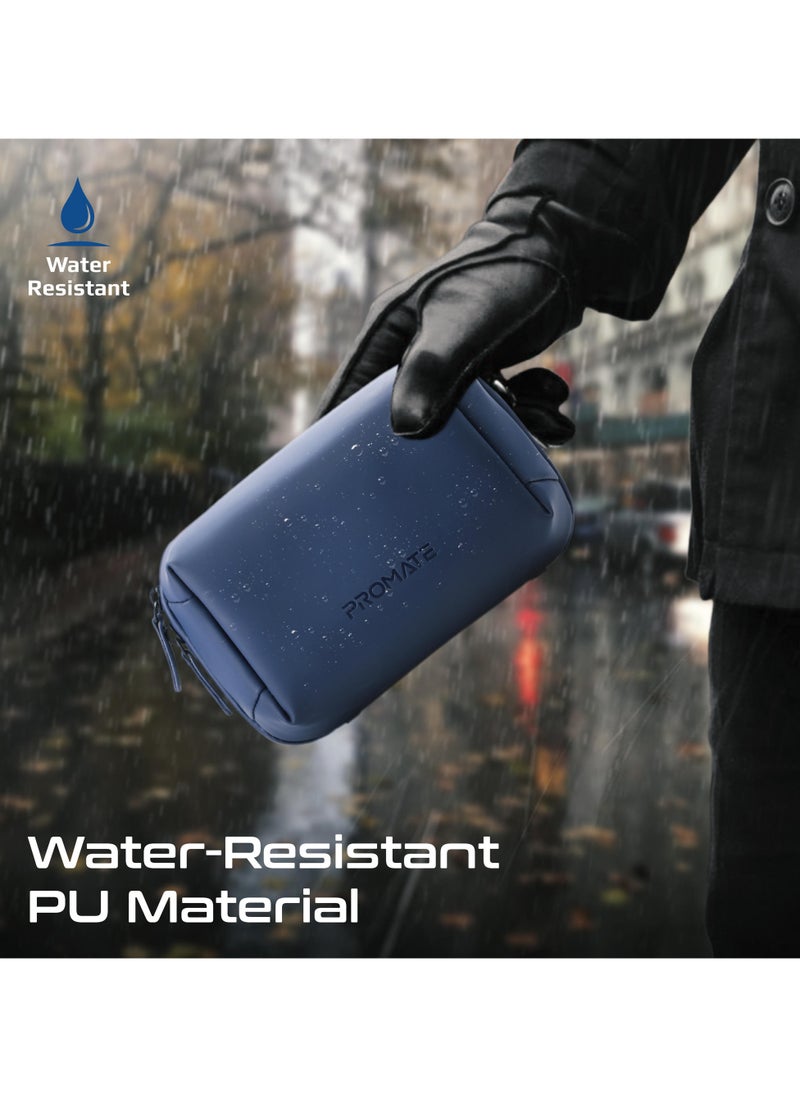 PROMATE - Promate Mini Tech Organizer Pouch with Multiple Compartments, Durable Waterproof PU Material, Lightweight Compact Design - Image 1