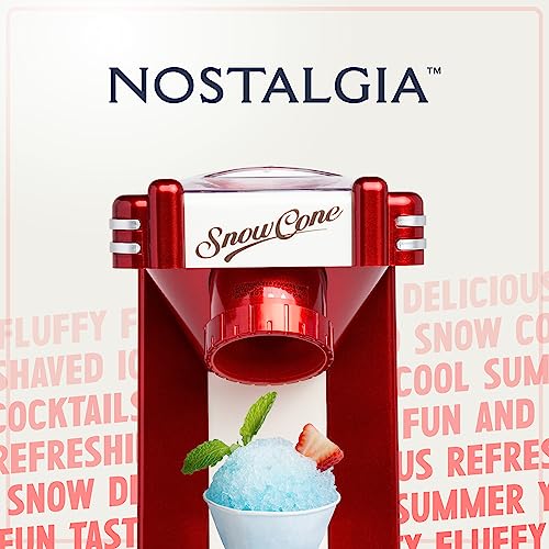 Nostalgia Snow Cone Shaved Ice Machine - Makes 20 Icy Treats - Includes 1 Reusable Plastic Cup - Retro Red - Image 5