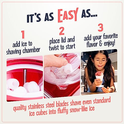 Nostalgia Snow Cone Shaved Ice Machine - Makes 20 Icy Treats - Includes 1 Reusable Plastic Cup - Retro Red - Image 4