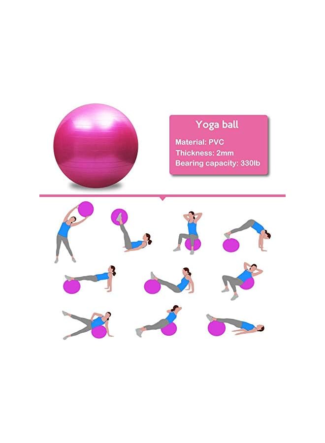 PROMASS Yoga Ball Anti-Burst, 65Cm Exercise Ball With Air Pump Thickened Stability Balance Ball For Physical Fitness Exercise Pink  - Image 3