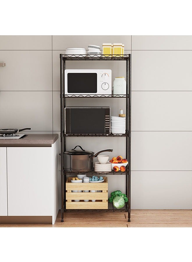 Kitchen Racks, Floor-To-Ceiling 5-Layer Thickened Metal Racks, Ovens Microwave Ovens Seasoning Storage Racks, Multi-Function Storage Shelves - Image 2
