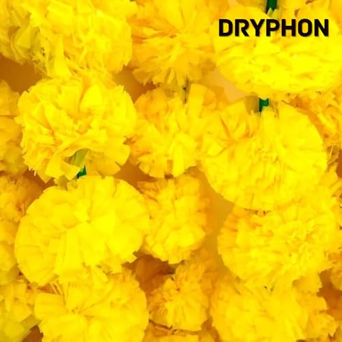 DRYPHON Artificial Flowers for Decoration, Marigold Flowers Garlands for Home Decoration, Diwali Items for Home Decor, Pooja Room Items Wedding Housewarming (Yellow, Pack of 10) - Image 5
