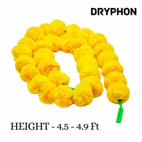 DRYPHON Artificial Flowers for Decoration, Marigold Flowers Garlands for Home Decoration, Diwali Items for Home Decor, Pooja Room Items Wedding Housewarming (Yellow, Pack of 10) - Image 2