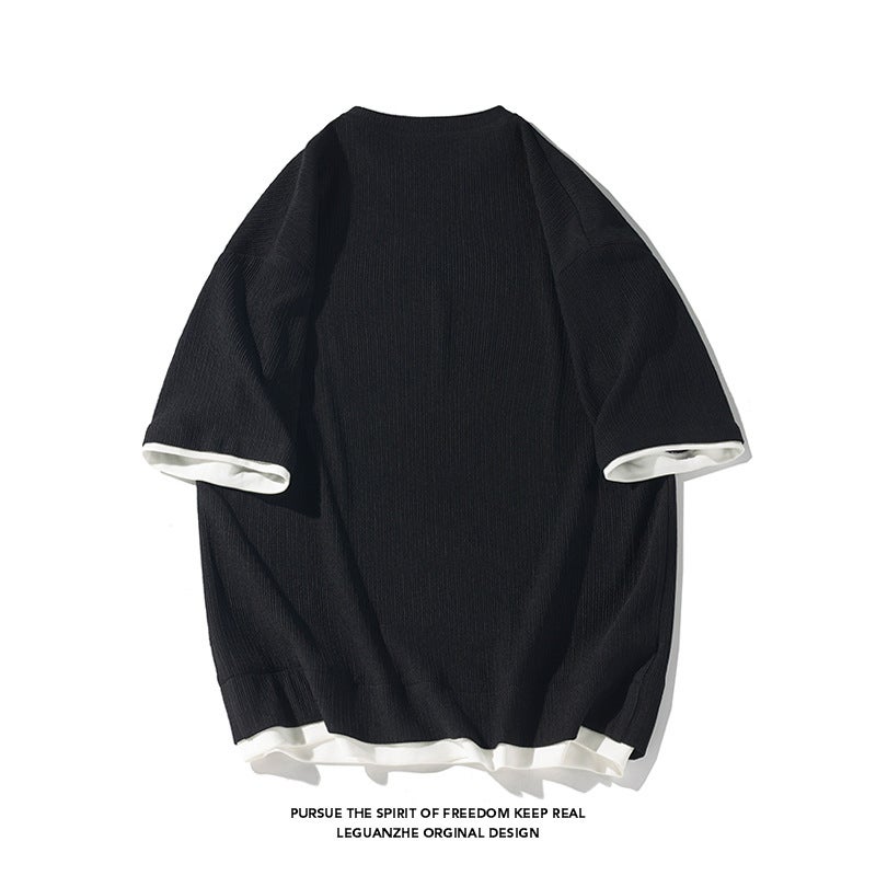 2024 Hong Kong Style White Bottom Plus Size Ice Silk Short Sleeve T-Shirt M-5X Ht24204-Tep25 - Image 5