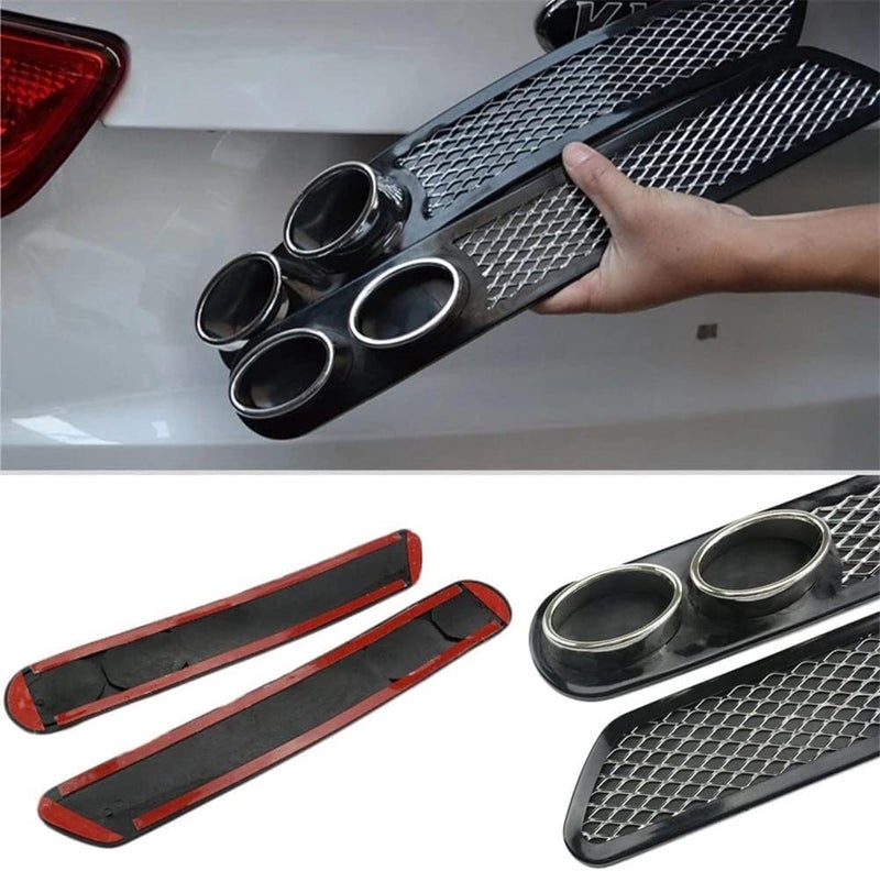 AutoBizarre Car Rear Bumper Dummy Dual Exhaust Pipe Sticker Bumper Lip Diffuser for Decoration Universal for All Cars – Set of 2 (Black) - Image 3