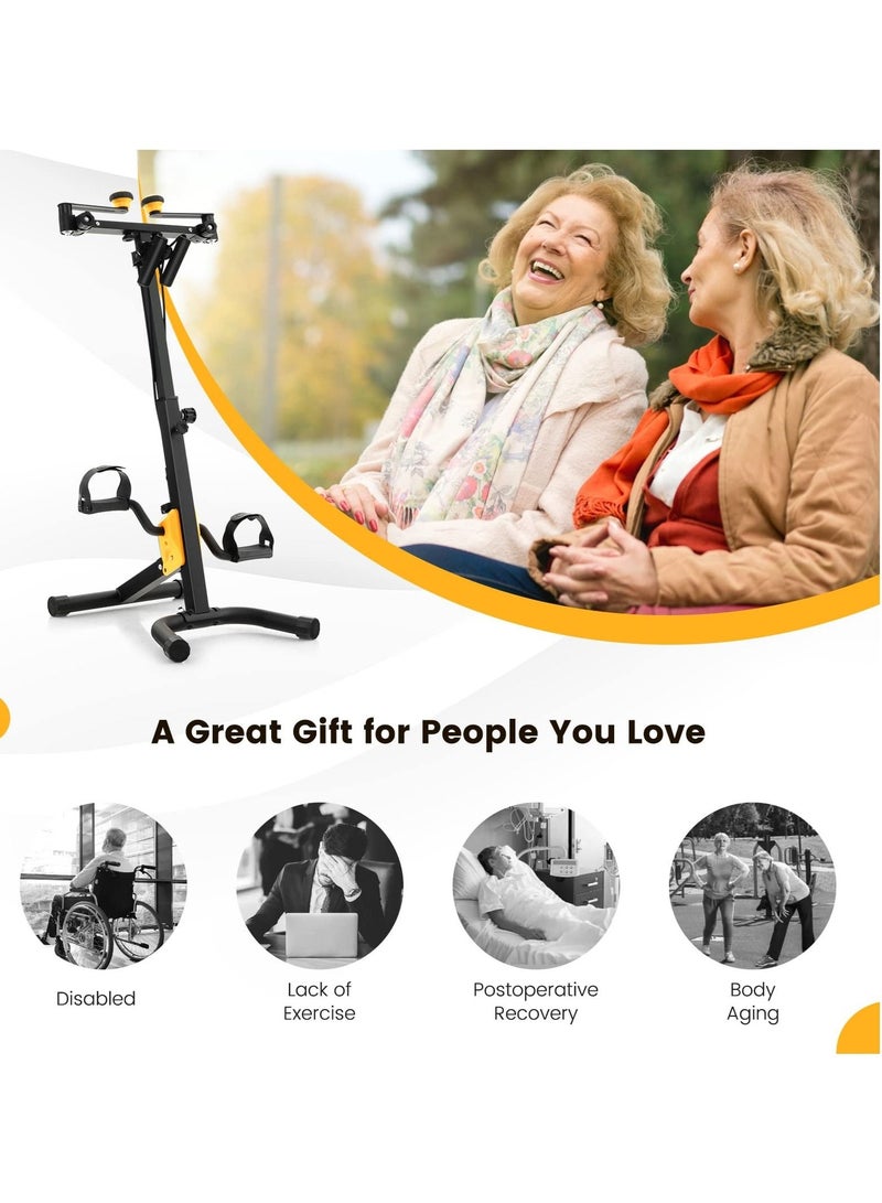 WALALLA Foldable pedal exerciser for seniors, hand arm leg knee physical therapy exercise bike w/adjustable height, handgrip, resistance Band, recovery home workout equipment for elderly - Image 3