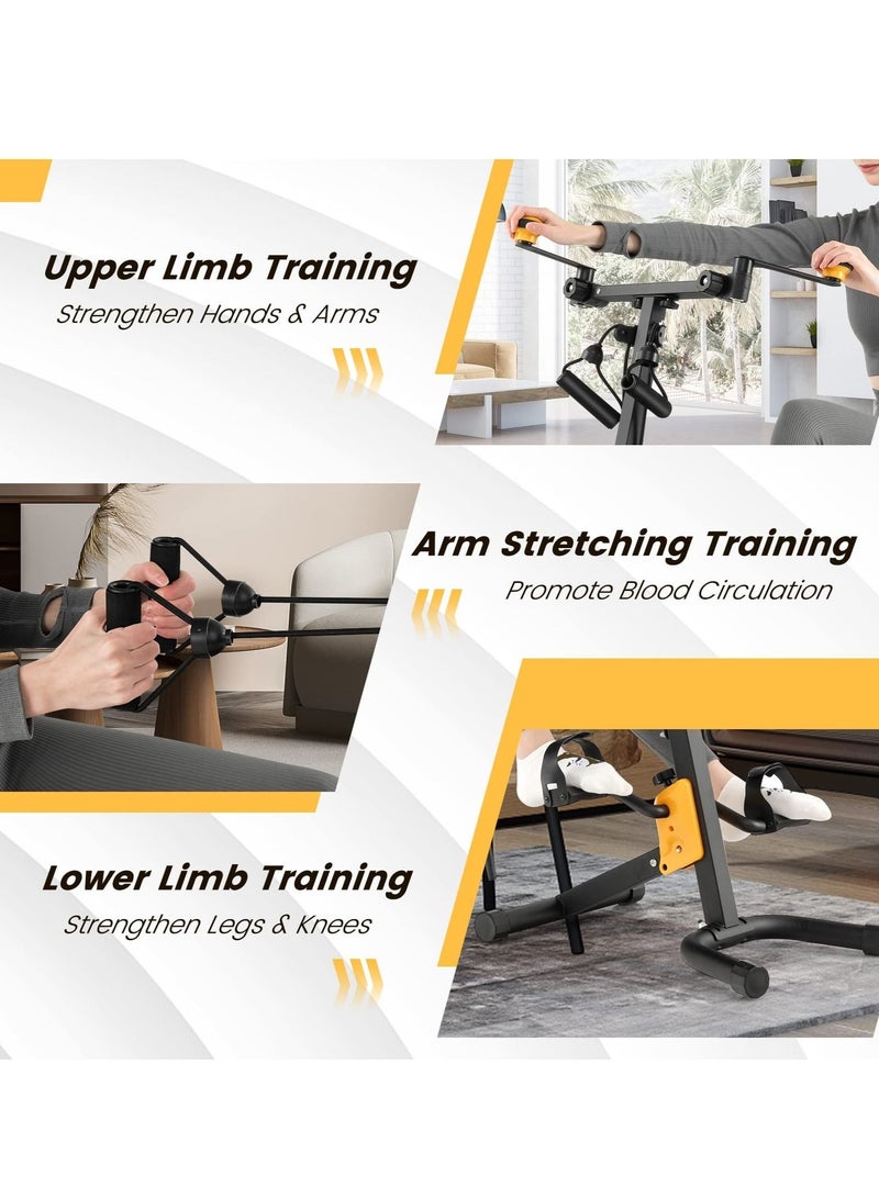 WALALLA Foldable pedal exerciser for seniors, hand arm leg knee physical therapy exercise bike w/adjustable height, handgrip, resistance Band, recovery home workout equipment for elderly - Image 5