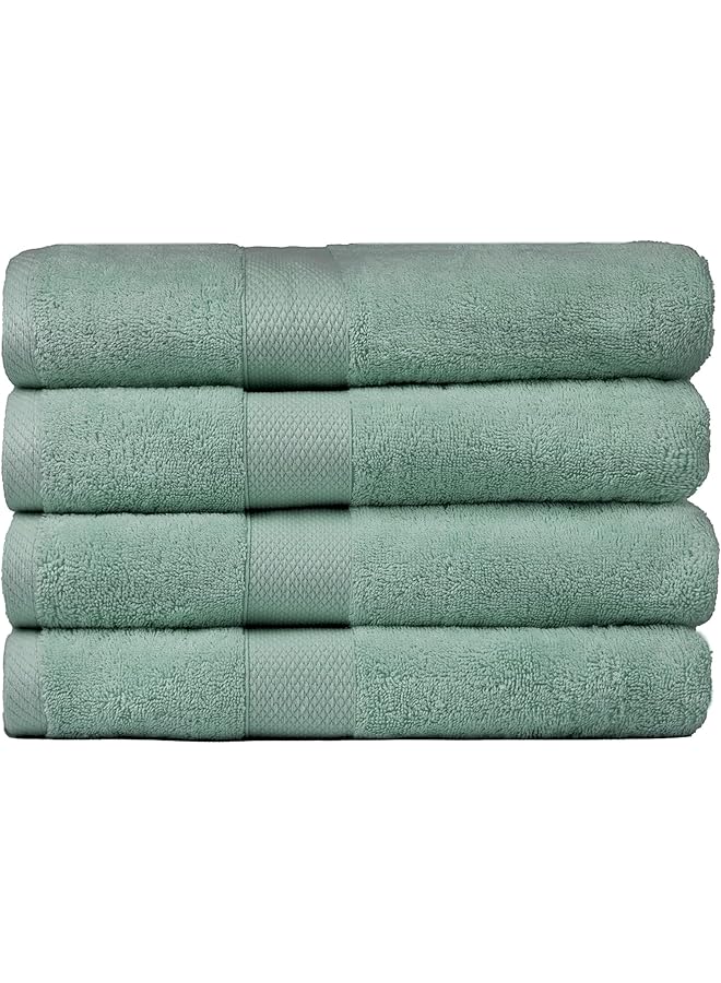 The Bros Premium Set of 4 Bath Towel Set 80cm x 140cm, 600 GSM Premium Combed Terry 100% Cotton, Highly Absorbent Bathroom Towels for Home and Hotels (SAGE GREEN) - Image 1