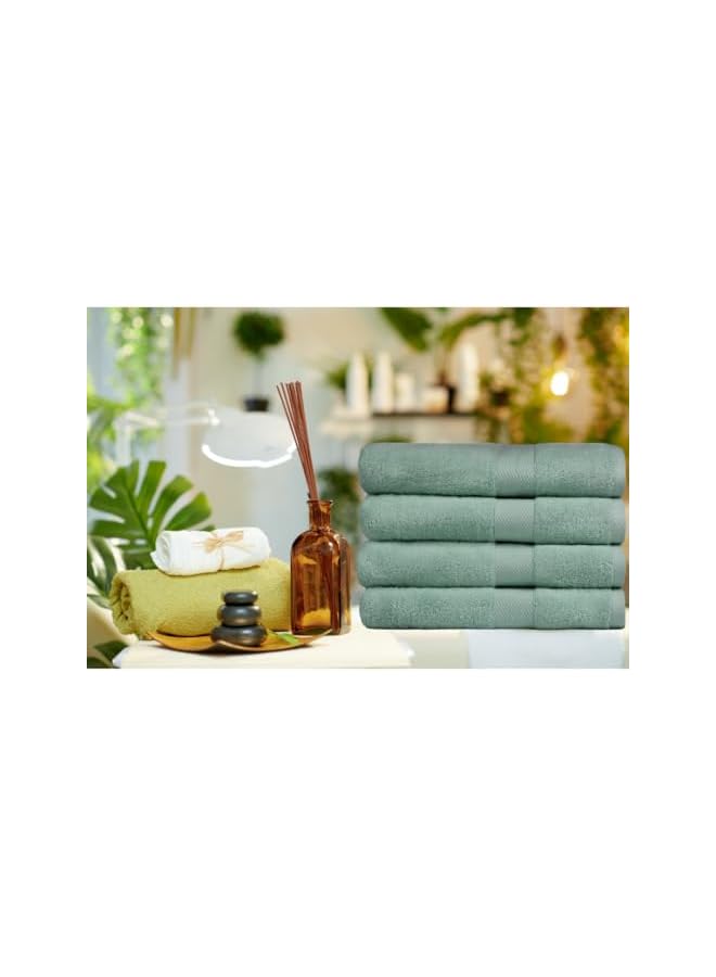 The Bros Premium Set of 4 Bath Towel Set 80cm x 140cm, 600 GSM Premium Combed Terry 100% Cotton, Highly Absorbent Bathroom Towels for Home and Hotels (SAGE GREEN) - Image 2