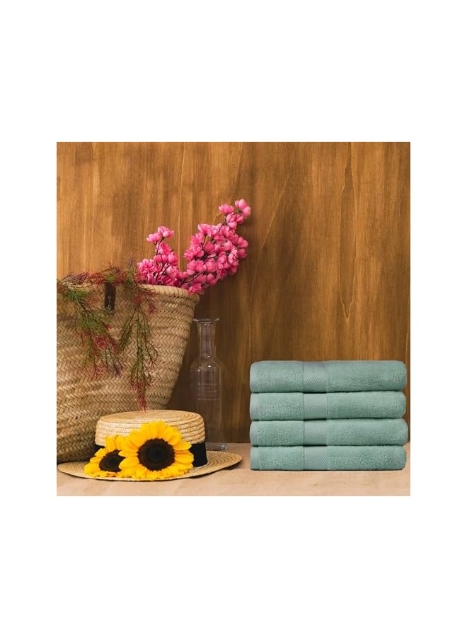 The Bros Premium Set of 4 Bath Towel Set 80cm x 140cm, 600 GSM Premium Combed Terry 100% Cotton, Highly Absorbent Bathroom Towels for Home and Hotels (SAGE GREEN) - Image 4