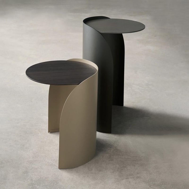 Gardenia Service Table Set – 2-Piece Elegant Side Tables with Strong Metal Frame and Walnut Wood Top – Stylish, Portable & Space-Saving Design for Living Room or Entrance  High (55cm) & Low (45cm) High-Black – Low-Beige - Image 5