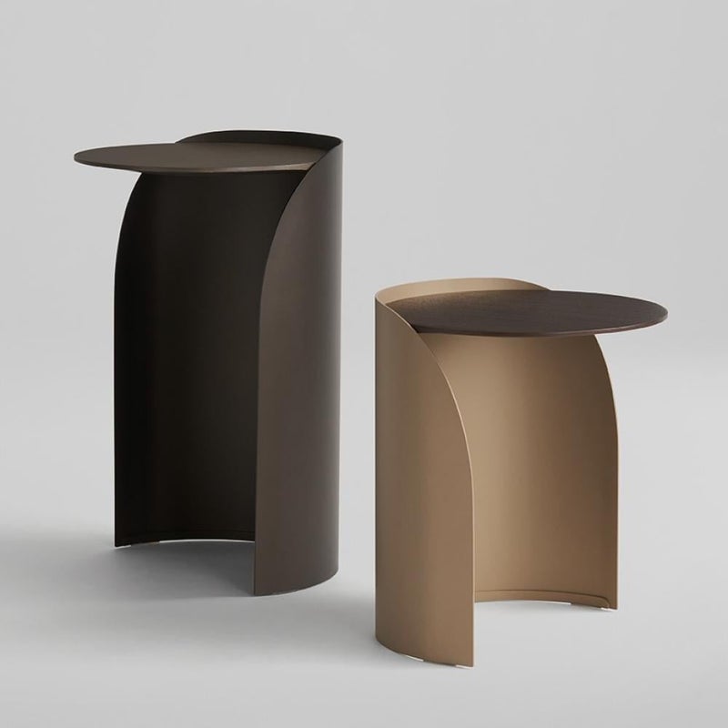 Gardenia Service Table Set – 2-Piece Elegant Side Tables with Strong Metal Frame and Walnut Wood Top – Stylish, Portable & Space-Saving Design for Living Room or Entrance  High (55cm) & Low (45cm) High-Black – Low-Beige - Image 4