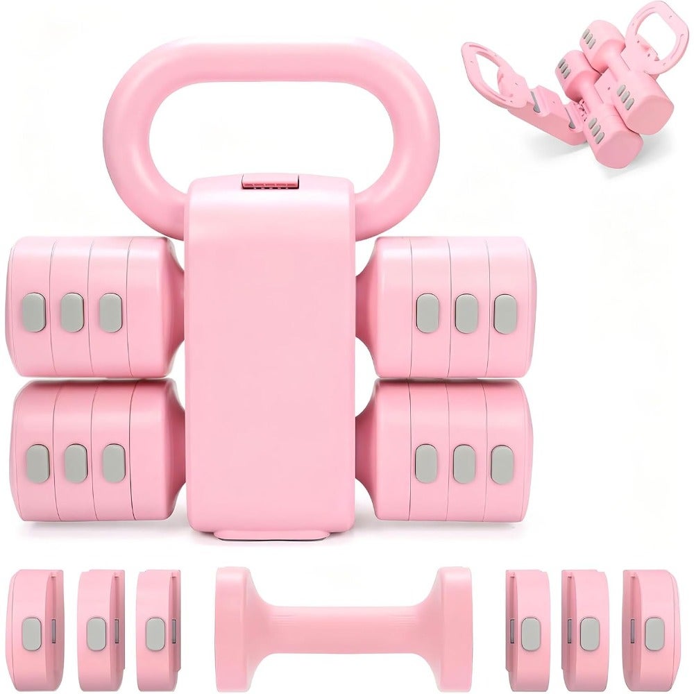 Adjustable Dumbbell Set of 2, 4 in 1 Free Weights Dumbbells Set for Women with Fast Adjustment, Each 2lb 3lb 4lb 5lb Hand Weights with Kettlebell Form for Home Gym Outdoor Exercise Training