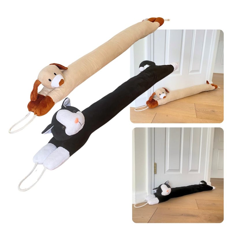 إيفلوتس سدادة مسودة Evelots تحت الباب للقطط والكلاب - مرجحة - عبوتان - تحافظ على الهواء البارد خارجًا - مانع الرياح والغبار والرائحة - رائعة للنوافذ - بطول 38 بوصة - كيتي وجرو شديدة التحمل - حلقات تعليق - Image 1