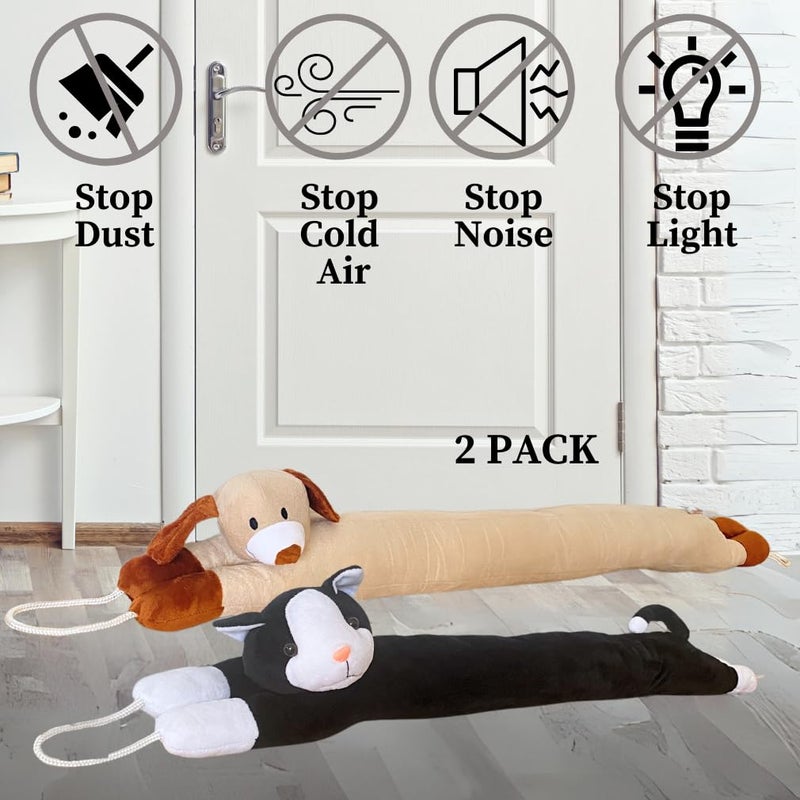 إيفلوتس سدادة مسودة Evelots تحت الباب للقطط والكلاب - مرجحة - عبوتان - تحافظ على الهواء البارد خارجًا - مانع الرياح والغبار والرائحة - رائعة للنوافذ - بطول 38 بوصة - كيتي وجرو شديدة التحمل - حلقات تعليق - Image 4