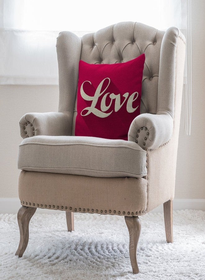 Moslion Love Pillows Quote Throw Pillow Cover Valentine's Day Pillow Case 18 x 18 inch Cotton Linen Square Cushion Home Decorative Cover Sofa Bed Red Pink - Image 4