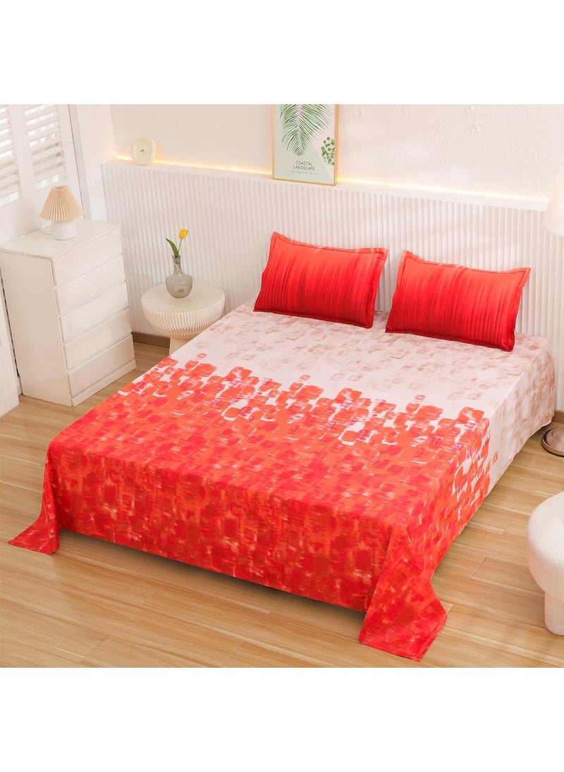 Story@Home Story@Home Bedsheet for King Size Bed | 300TC | Red | Abstract | 1 Piece Cotton bedsheet for King Size Bed with 2 Pillow Covers (270 x270cm) Perfect for Home Decor & Gifting | Cotton bedsheet  - Image 3
