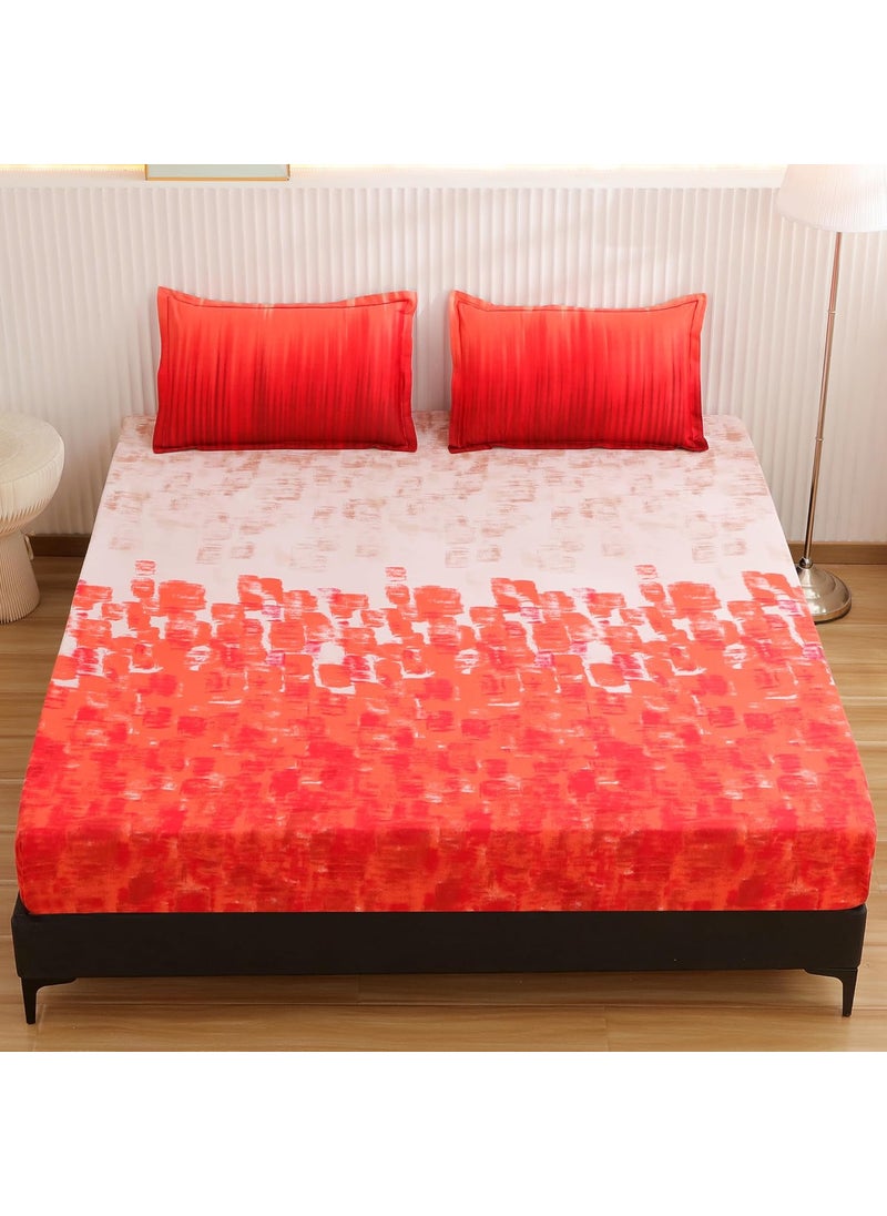 Story@Home Story@Home Bedsheet for King Size Bed | 300TC | Red | Abstract | 1 Piece Cotton bedsheet for King Size Bed with 2 Pillow Covers (270 x270cm) Perfect for Home Decor & Gifting | Cotton bedsheet  - Image 4