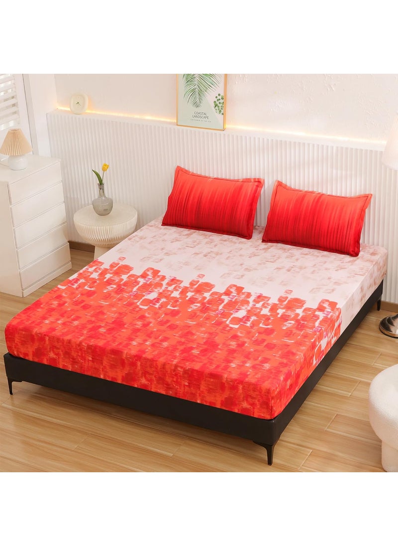 Story@Home Story@Home Bedsheet for King Size Bed | 300TC | Red | Abstract | 1 Piece Cotton bedsheet for King Size Bed with 2 Pillow Covers (270 x270cm) Perfect for Home Decor & Gifting | Cotton bedsheet  - Image 5